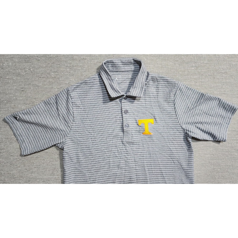 Antigua‎ Tennessee Volunteers Polo Shirt Mens Small Grey White Striped NCAA S